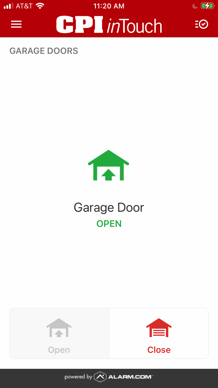 How do I control my garage door controller through the inTouch app?
